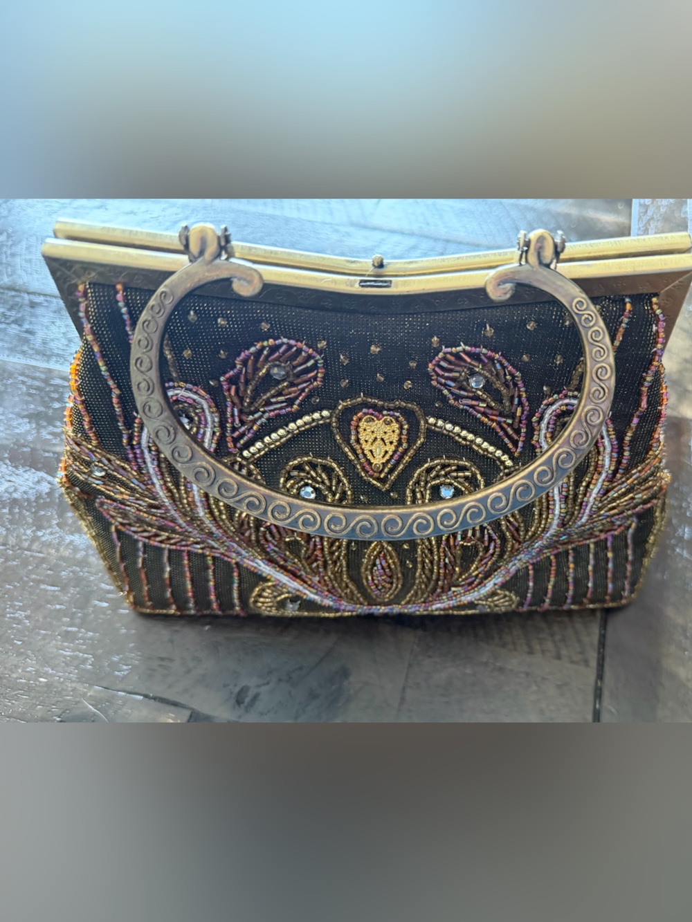 Embellished Black Beaded Evening Clutch